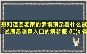 想知道回老家的梦境预示着什么试试周易测算入口的解梦服 🦢 务